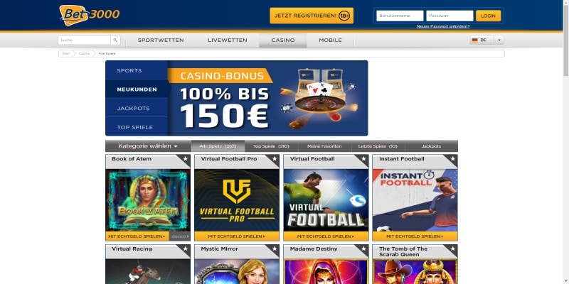Bet3000 Casino Test