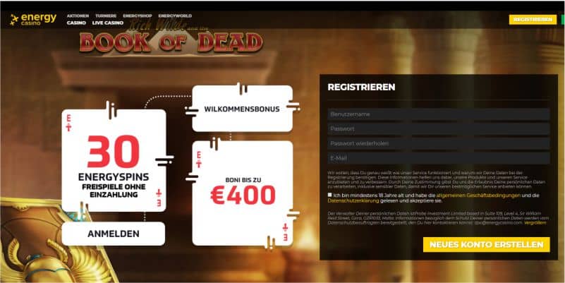 Energy Casino Freispiele Bonus