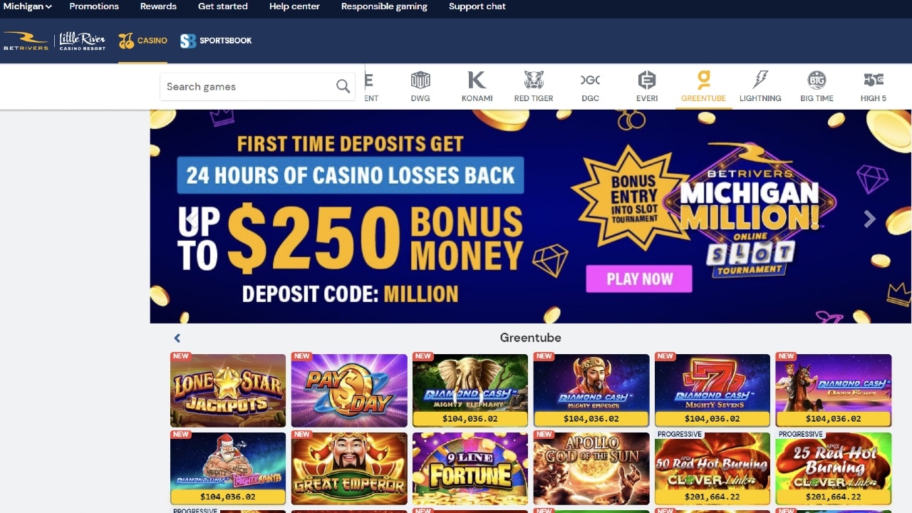 BetRivers Casino mit Greentube Slots
