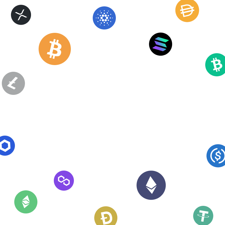 Selected cryptocurrency coins, with thousands more supported.