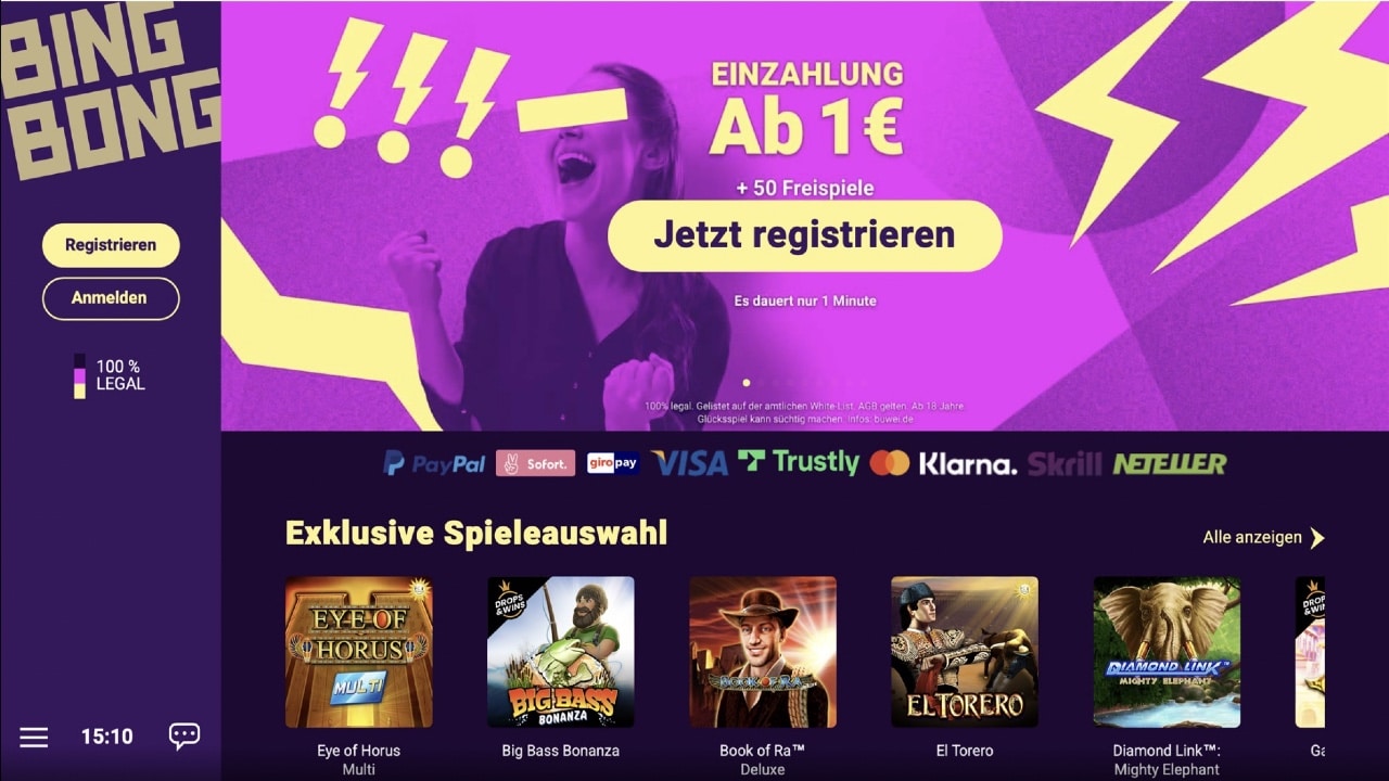 BingBong Bonus bei Registrierung 