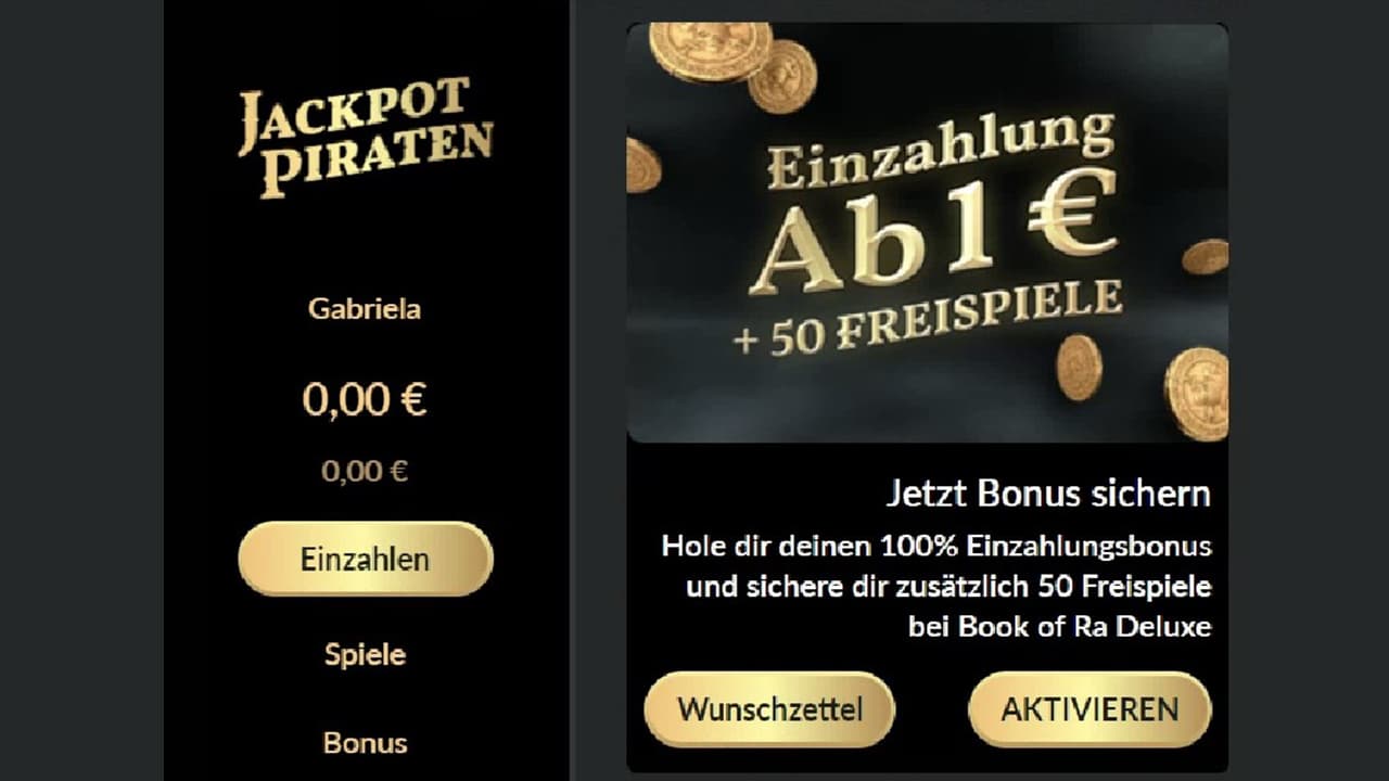 JackpotPiraten Bonus bei Regstrierung