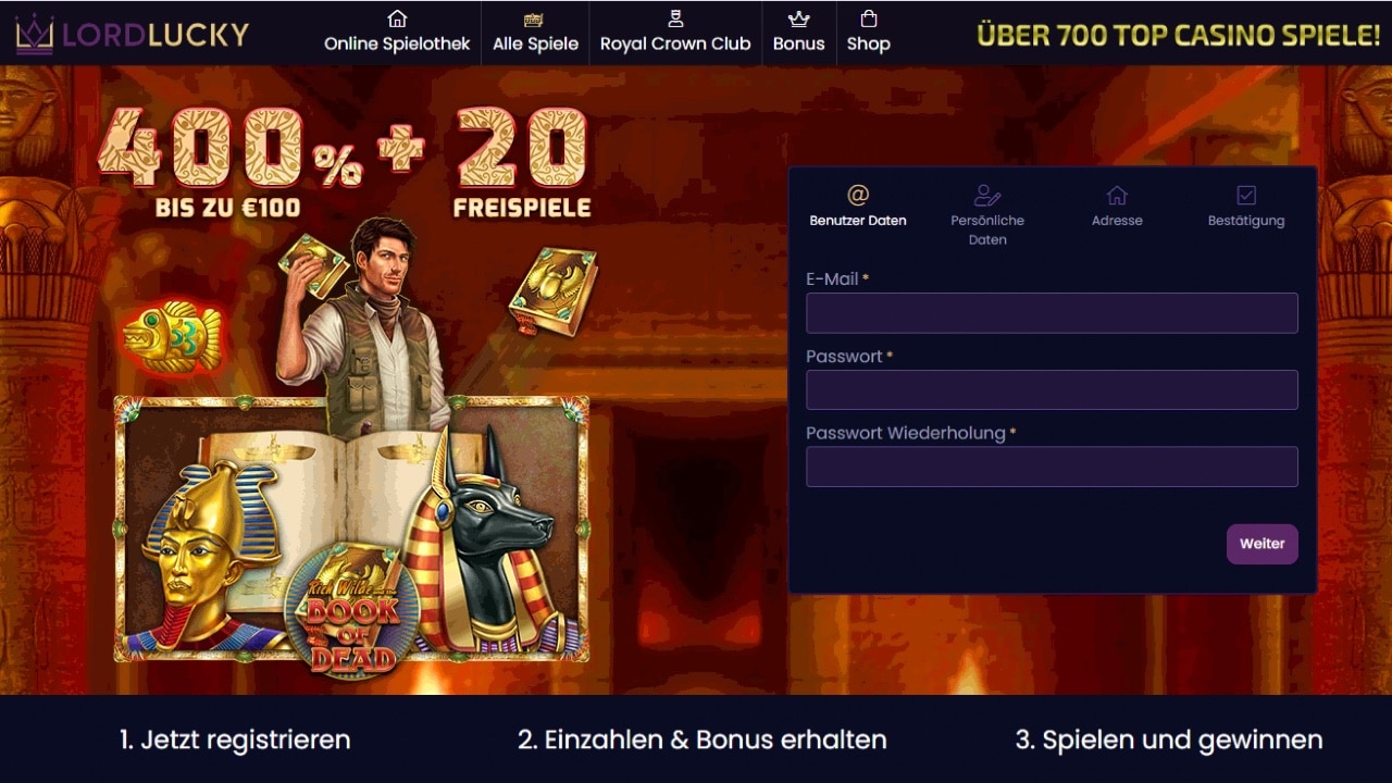 Lord Lucky Registrierung mit gratis Freispielen