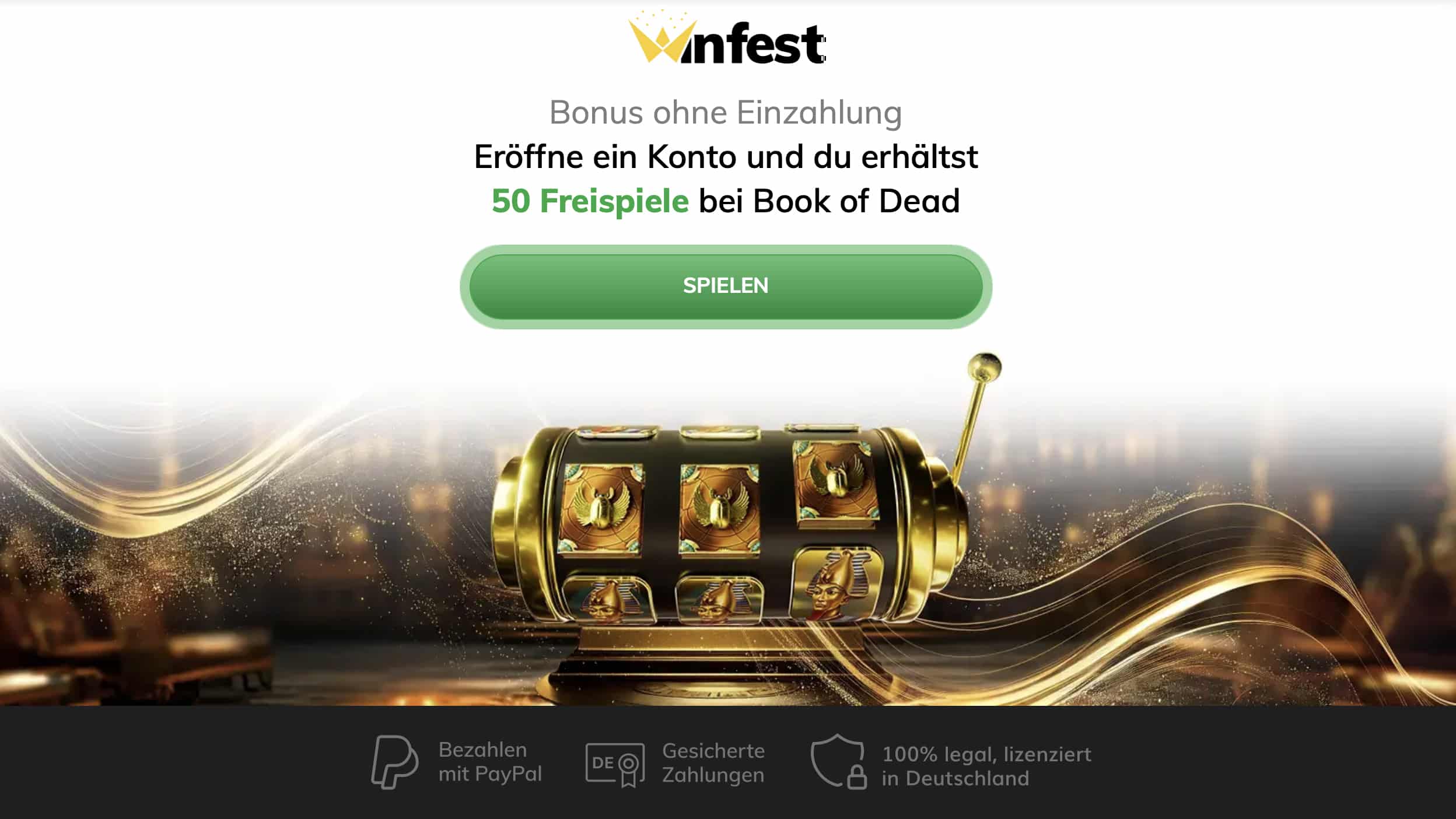 Winfest ohne Einzahlung mit Registrierungsbonus